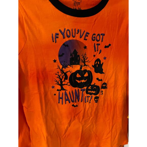 Holiday Hype Unisex Children 2 Pcs Graphic Halloween Print Pajamas 14/16 NWT - Picture 4 of 9